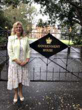 Outside Government House before ceremony.