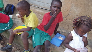 Enjoying lunch at school!