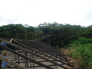 The roof wooden structure being formed
