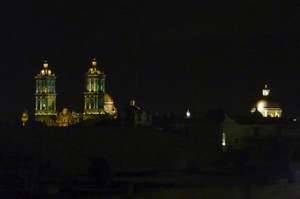 Night view, downtown Puebla, from our music studio
