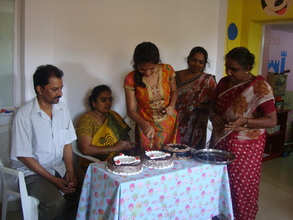 Veneetha celebrating her success with everyone