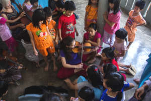 Playing for kids in an orphanage