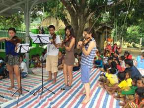 Volunteers at music camp