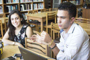 Pascale and Daniel, our youth team behind Code Car