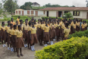Lining up before class at a school in Ashanti.