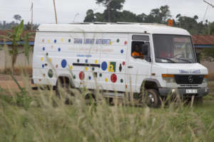 The library van on the way to a rural school.