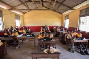 First computer class at Archbishop Amissah JHS.