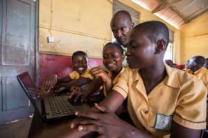 First-time learners at Archbishop Amissah JHS.