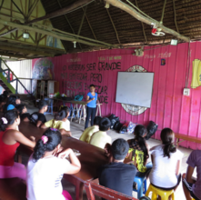 Some kids attending a workshop at the youth center