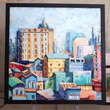 Oil painting of the city