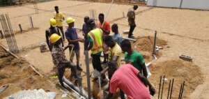 Plumbing installed; floors to be poured next week.