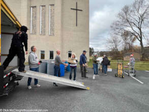 Loading the shipment to Liberia at Asbury Church.