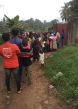 Lining up outside the gate