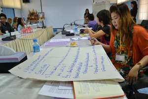 Discussing case studies during training