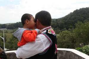 Child and foster parent in Kunming, China