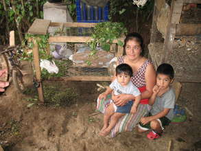 Proud mom and kids with their rabbits