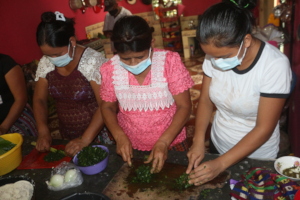 Women preparing "Green Tortillas"
