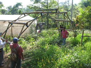 "Demonstration" arch, in seed garden at HQ