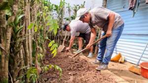 Team members Moises and Lucio developing a garden