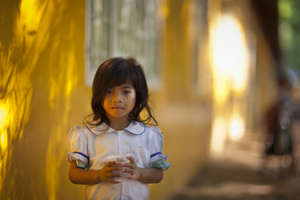 Cambodian girl with clean water