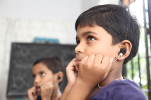 Students busy learning in the classroom.