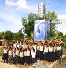 Students celebrating clean water