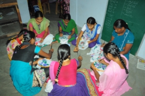 Learning Painting on the saree