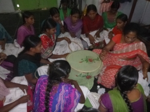 Trainees are learning Hand Embroidery skill
