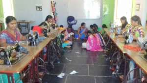 Stitching the model blouses