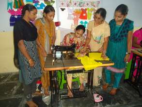 Trainees in Tailoring class room