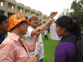 Sanju being instructed on the field.
