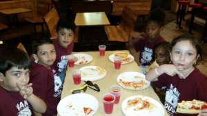 Enjoying lunch after bowling at Strike 10 Lane