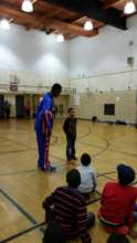 Harlem Globetrotters visiting Imani House