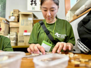 She experienced making wooden mosaic