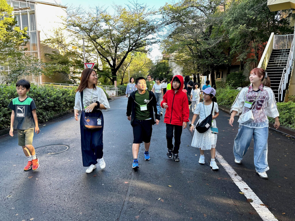 Heading to meal on the morning after the typhoon