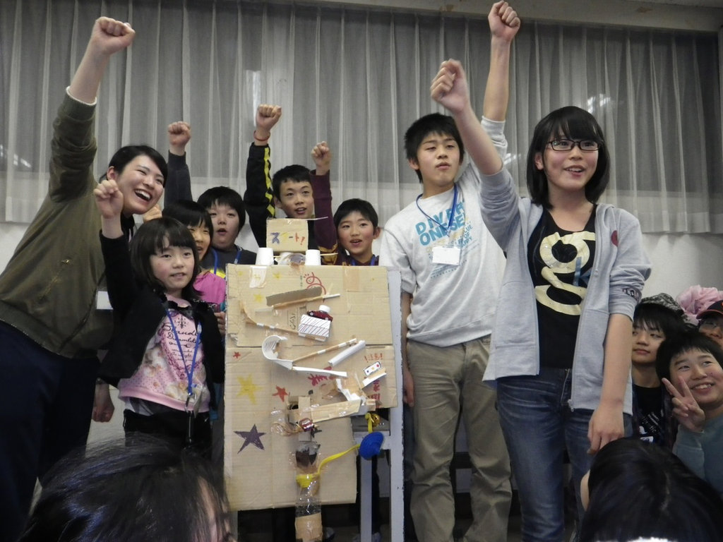 Children made a Rube Goldberg machine