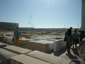 Students in Jewish Cemetery