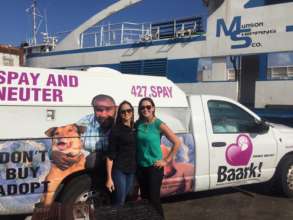 The Baark! van travels on the ferry