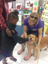 Shelley & Harriet teaching how to pet dogs safely