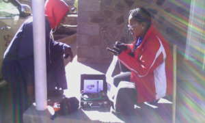 Preparing solar testing equipment at Tlhanyaku