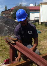 Footings leveled for installation of the "wheel".