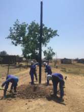 Installing  poles for electrical distribution wire