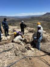 Breaking rock to set piles