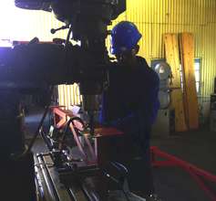 Tahlo drilling the mounting brackets