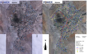 Makebe survey map and overlain microgrid design