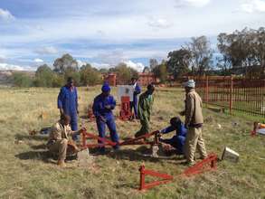 The STG Lesotho team prepares the site at NUL.