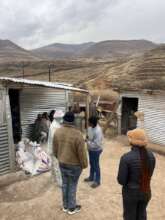 Queue of grains and their farmers outside