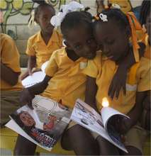LitClub Girls Read Explore Books in Haitian Creole
