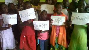 Learning about LitWorld's 7 Strengths in Uganda.