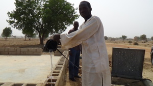 Salisu fetching water from one of the tubewells